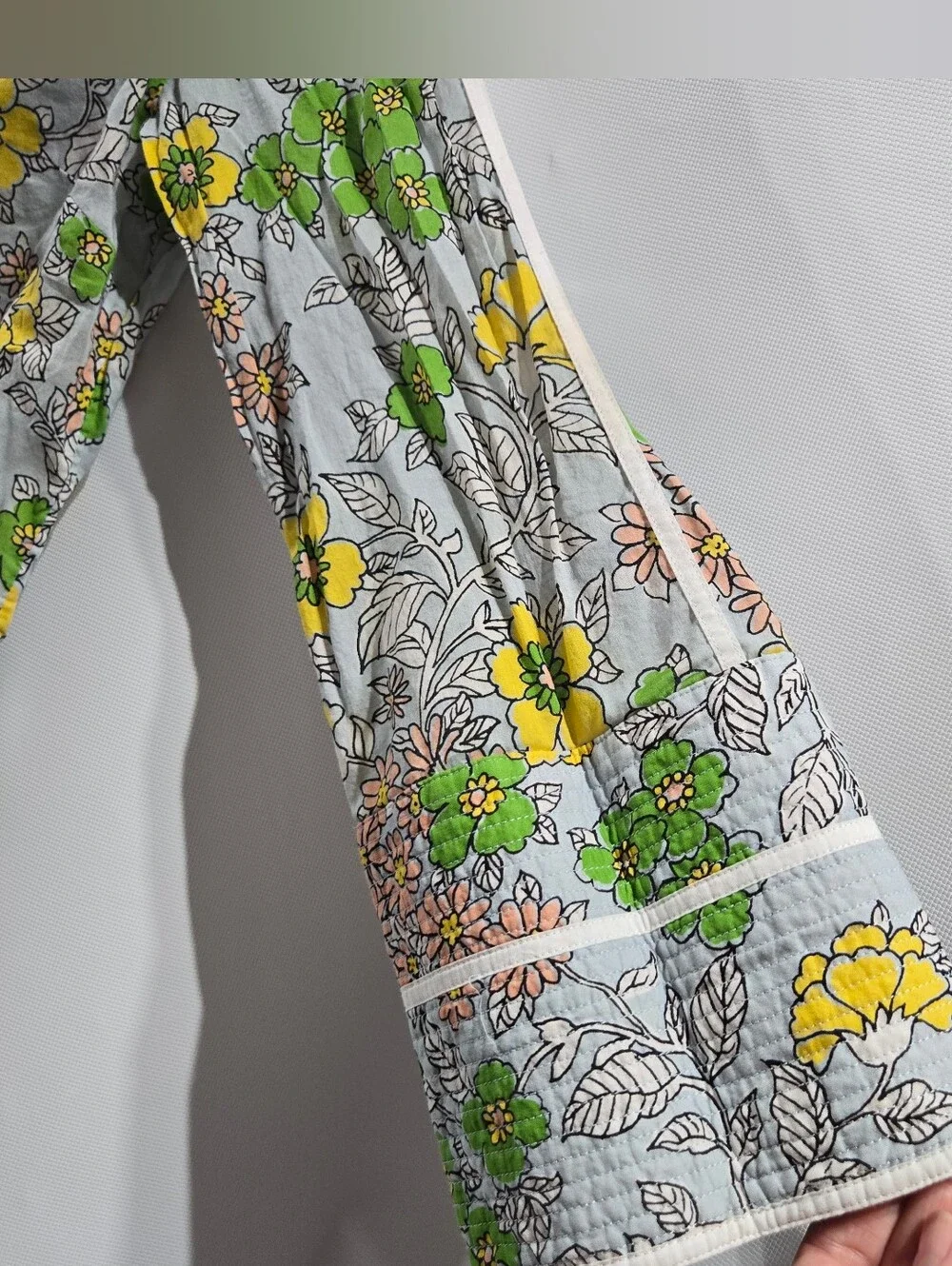 Tory Burch Tunic Blue Wallpaper Floral 100% Cotton Sz LG EUC!